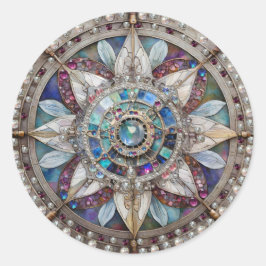 ピンクとブルーのサファイアのダイヤモンド真珠マンダラ ラウンドシール