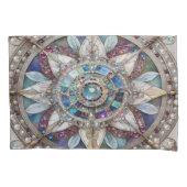 ピンクとブルーのサファイアのダイヤモンド真珠マンダラ 枕カバー (正面)