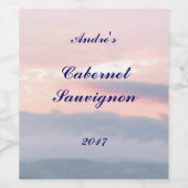 ピンクとブルーのサンセットスカイワインラベル ワインラベル (シングルラベル)