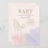 ピンクとブルーのシャワー 招待状 (正面/裏面)