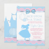 ピンクとブルーのシンデレラ 誕生日パーティー招待状 招待状 (正面/裏面)