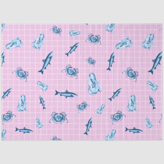 ピンクとブルーのシ航海のリーズデザイン12 薄葉紙 (正面)