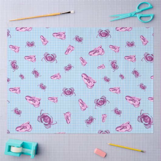 ピンクとブルーのシ航海のリーズデザイン15 薄葉紙 (クラフト)