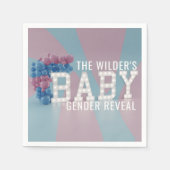 ピンクとブルーのジェンダーがパーティーのナプキンを明らかにする スタンダードカクテルナプキン (正面)