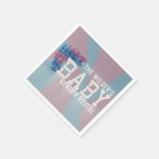 ピンクとブルーのジェンダーがパーティーのナプキンを明らかにする スタンダードカクテルナプキン (角)