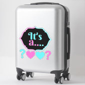 ピンクとブルーのジェンダーが赤ちゃんシャワーを明らかにする シール (スーツケース)