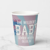 ピンクとブルーのジェンダーが赤ちゃんシャワー紙カップ 紙コップ (裏面)