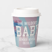 ピンクとブルーのジェンダーが赤ちゃんシャワー紙カップ 紙コップ (裏面)