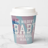 ピンクとブルーのジェンダーが赤ちゃんシャワー紙カップ 紙コップ (正面)