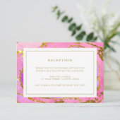 ピンクとブルーのジオードとゴールド | 結婚式の披露宴 招待状 (スタンド正面)