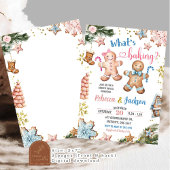 ピンクとブルーのジンジャーブレッドクッキー 性別発表 招待状