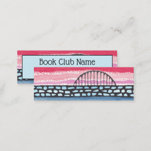 ピンクとブルーのストライプ、水彩図書会 コーリングカード