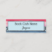 ピンクとブルーのストライプ、水彩図書会 コーリングカード (裏面)