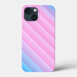 ピンクとブルーのストライプ、美しいパステルカラー iPhone 13 MINIケース