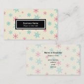 ピンクとブルーのスノーフレーク模様冬 名刺 (正面/裏面)