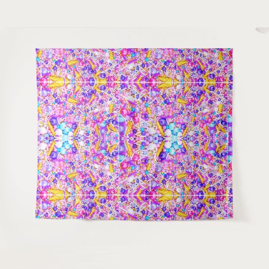 ピンクとブルーのスパンコール タペストリー (正面(横))