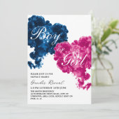 ピンクとブルーのスモークハート ベイビー性別発表 招待状 (スタンド正面)