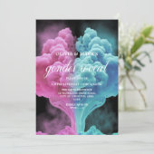 ピンクとブルーのスモークハート　性別発表招待状 招待状 (スタンド正面)