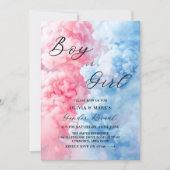 ピンクとブルーのスモーク ボーイ or ガール 性別発表 招待状 (正面)