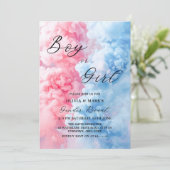 ピンクとブルーのスモーク ボーイ or ガール 性別発表 招待状 (スタンド正面)