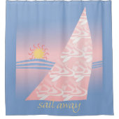 ピンクとブルーのセイル遠くに シャワーカーテン (正面)