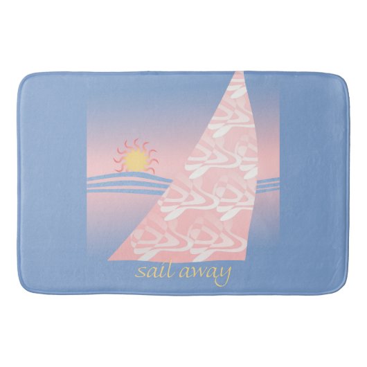 ピンクとブルーのセイル遠くに バスマット (正面)