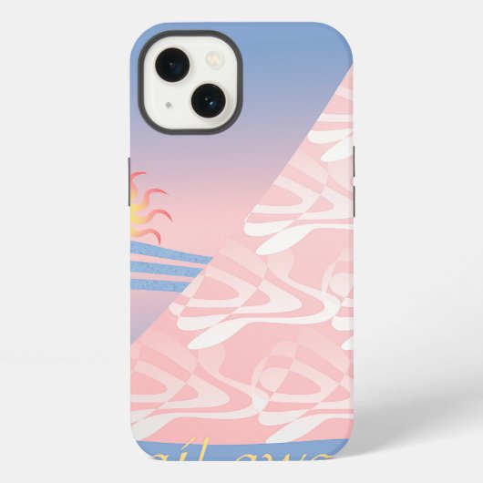 ピンクとブルーのセイル遠くに iPhoneケース (裏面)
