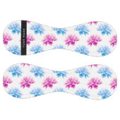 ピンクとブルーのダリア、花のパターン、あなたの名前 ソフトボール (パネル)