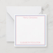 ピンクとブルーのチャイナ風 鹿の頭 ノートカード (裏面)