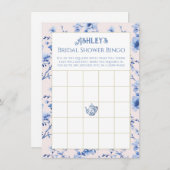ピンクとブルーのチャイノエリーブライダルシャワービンゴ エンクロージャーカード (正面/裏面)