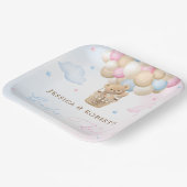 ピンクとブルーのテディベア性別リビール ペーパープレート (傾斜あり)