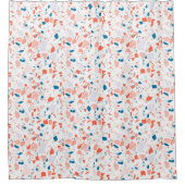 ピンクとブルーのテラゾハンドメイドシャワーカーテン シャワーカーテン (正面)