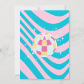 ピンクとブルーのディスコボール、パーティーアート名門私立校風の、80s 招待状 (正面)