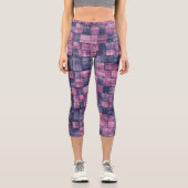 ピンクとブルーのデニムパッチワークとロカスタムゴ カプリレギンス (正面)