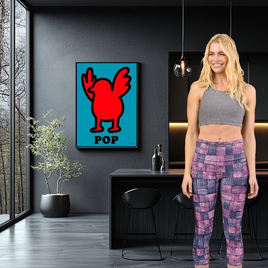 ピンクとブルーのデニムパッチワークとロカスタムゴ カプリレギンス