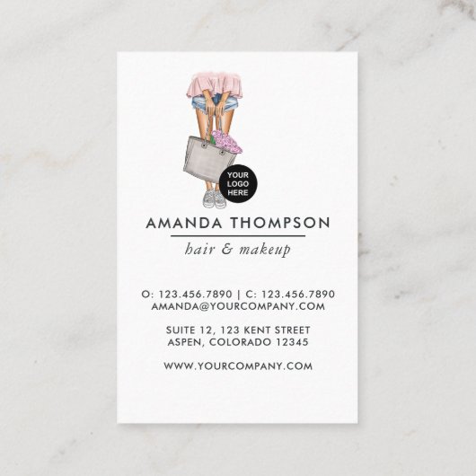 ピンクとブルーのデニムフローラ名刺 名刺 (裏面)