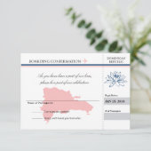 ピンクとブルーのドミニカ共和国 返信依頼 出欠カード (スタンド正面)