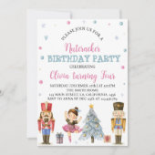 ピンクとブルーのナツクラッカー誕生日パーティーの招待状 招待状 (正面)