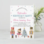 ピンクとブルーのナツクラッカー誕生日パーティーの招待状 招待状 (スタンド正面)