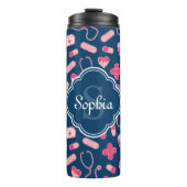 ピンクとブルーのナースパターン（モノグラム） タンブラー (正面)