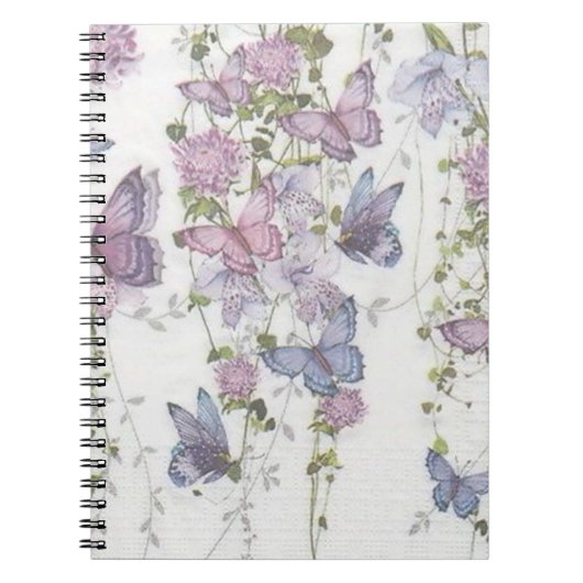 ピンクとブルーのノートに蝶 ノートブック (正面)