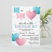 ピンクとブルーのハートがシャワーを浴びる 招待状 (スタンド正面)