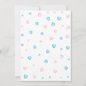 ピンクとブルーのハートがシャワーを浴びる 招待状 (裏面)