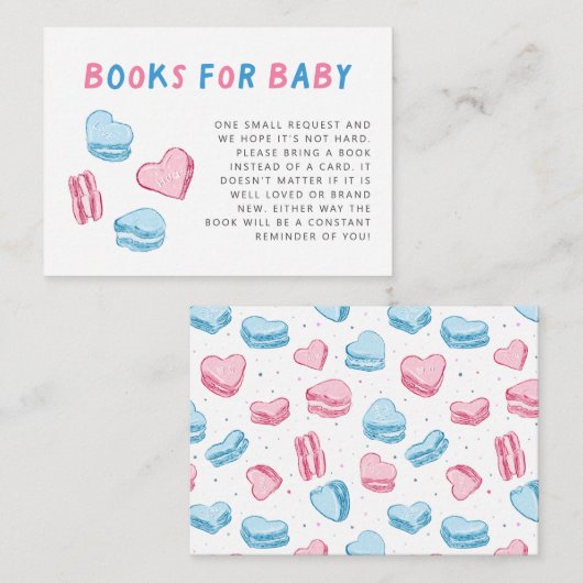 ピンクとブルーのハートブックリクエスト エンクロージャーカード (正面/裏面)