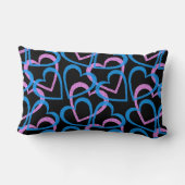 ピンクとブルーのハート抽象芸術パターン ランバークッション (裏面)