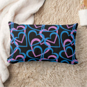 ピンクとブルーのハート抽象芸術パターン ランバークッション (ブランケット)