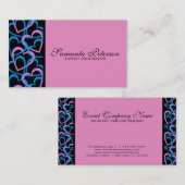 ピンクとブルーのハート抽象芸術パターン 名刺 (正面/裏面)