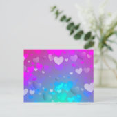 ピンクとブルーのハート ポストカード (スタンド正面)