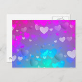 ピンクとブルーのハート ポストカード (正面/裏面)