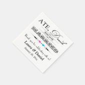 ピンクとブルーのハート、結婚スクロールのナプキン スタンダードカクテルナプキン (角)